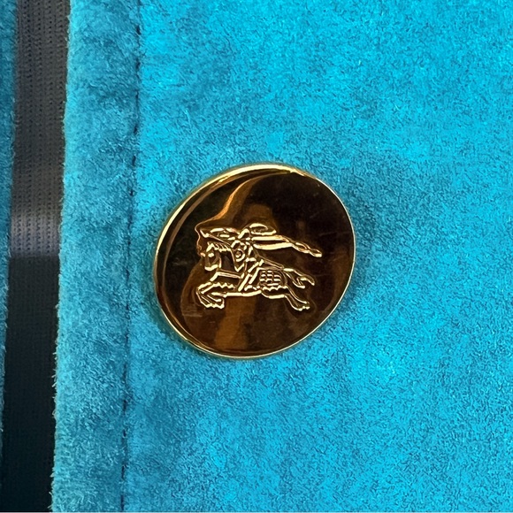 Vintage Burberry Turquoise Pig Suede Jacket UK 8 / US 6 - Picture 3 of 15